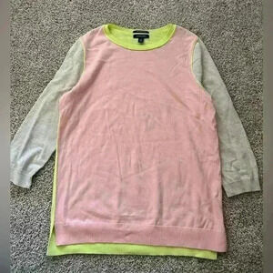 Land’s End color block sweater Supima cotton size medium